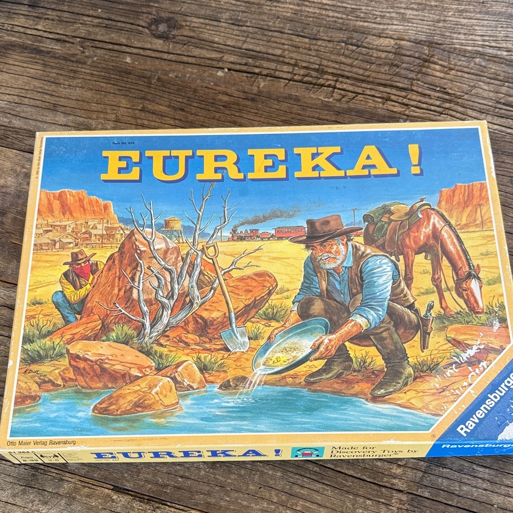 Ravensburger Eureka! Vintage Western Board Game - Blue and Yellow Box